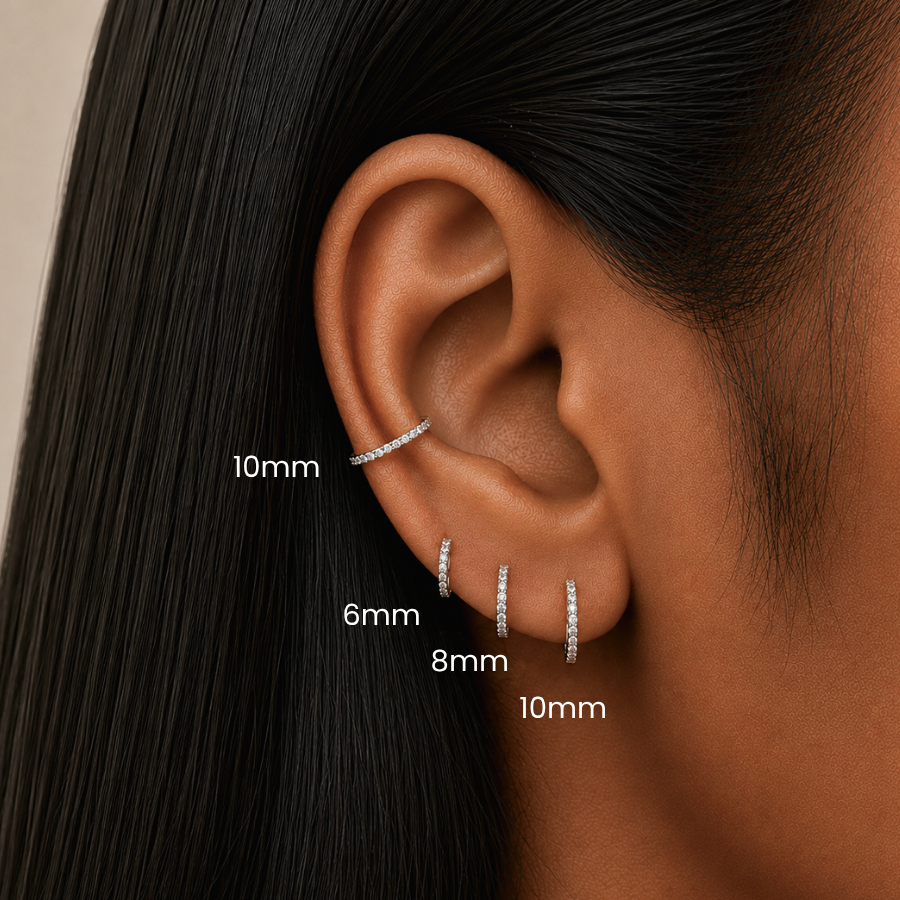Classic CZ Clicker 8mm Titanium Hinged Hoop Earring