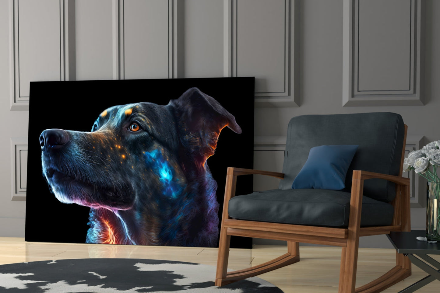 Space Dog Glass Wall Art  || Designer Collection