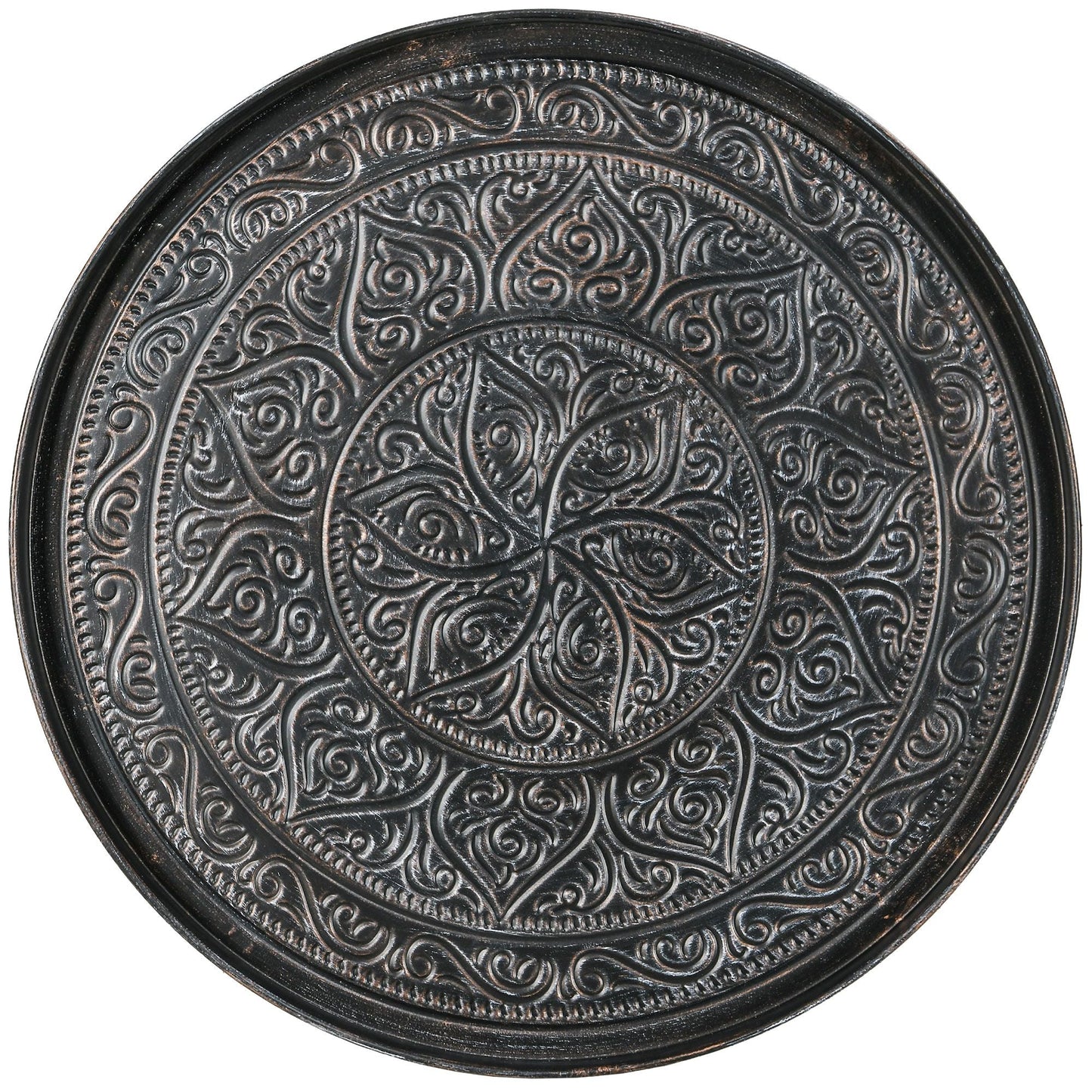 Modern Hammered Tray Top Coffee Table - 24" Round with Sturdy Metal Frame for Stylish Interiors