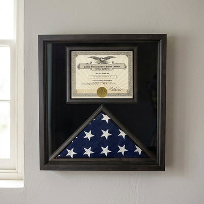 Flag and Certificate Case Black Frame, flag certificate holder
