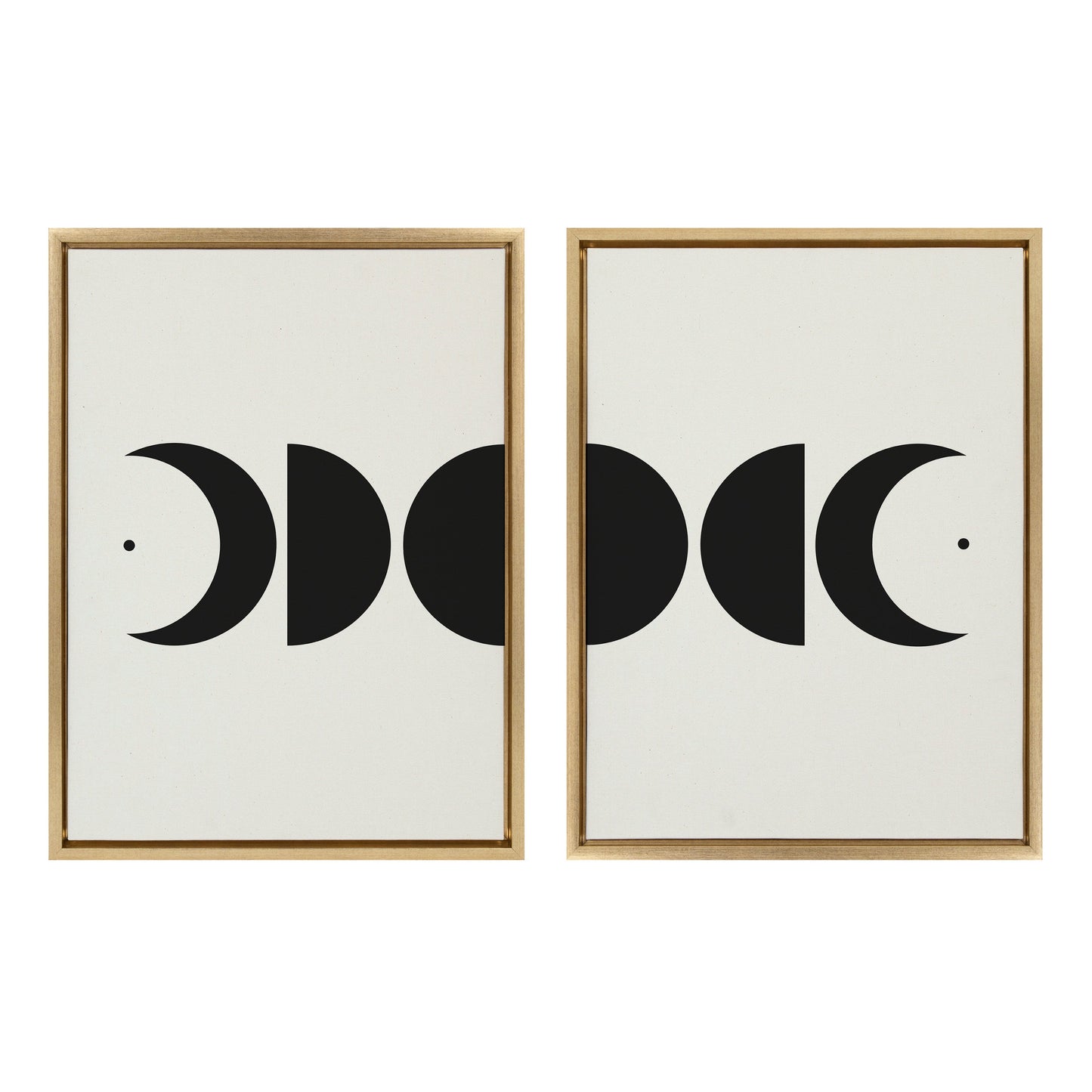 Sylvie Modern Geometric Moon Phases Framed Canvas Set by The Creative Bunch Studio