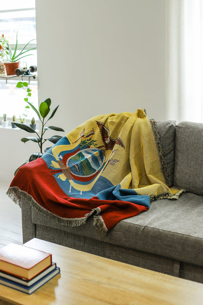 Ecuador Flag Woven Throw Blanket