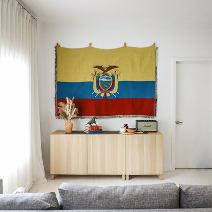 Ecuador Flag Woven Throw Blanket