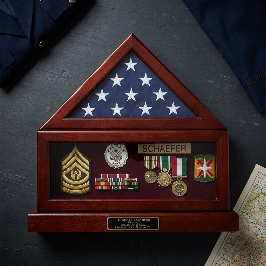 Flag and Pedestal Display Cases, Burial/Funeral Flag Display Case - 5' x 9.5' flag