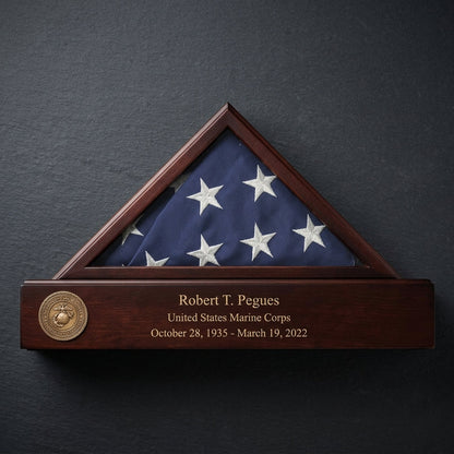 Flag and Personalized Pedestal Display Case - for 5x9.5 Capitol Flag