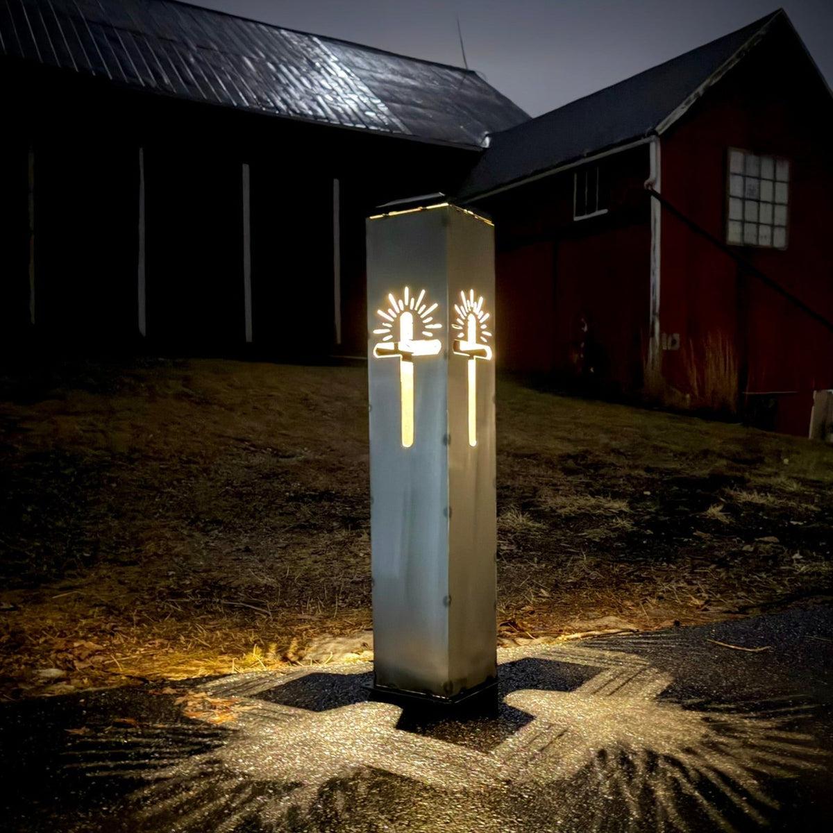 Eternal Light Solar Pillar - Steel Cross