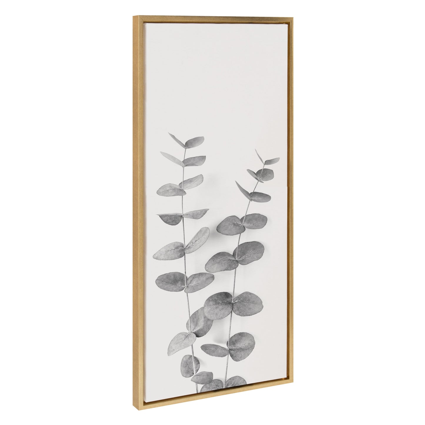 Sylvie Eucalyptus Botanical II Gray and Soft White Framed Canvas by The Creative Bunch Studio