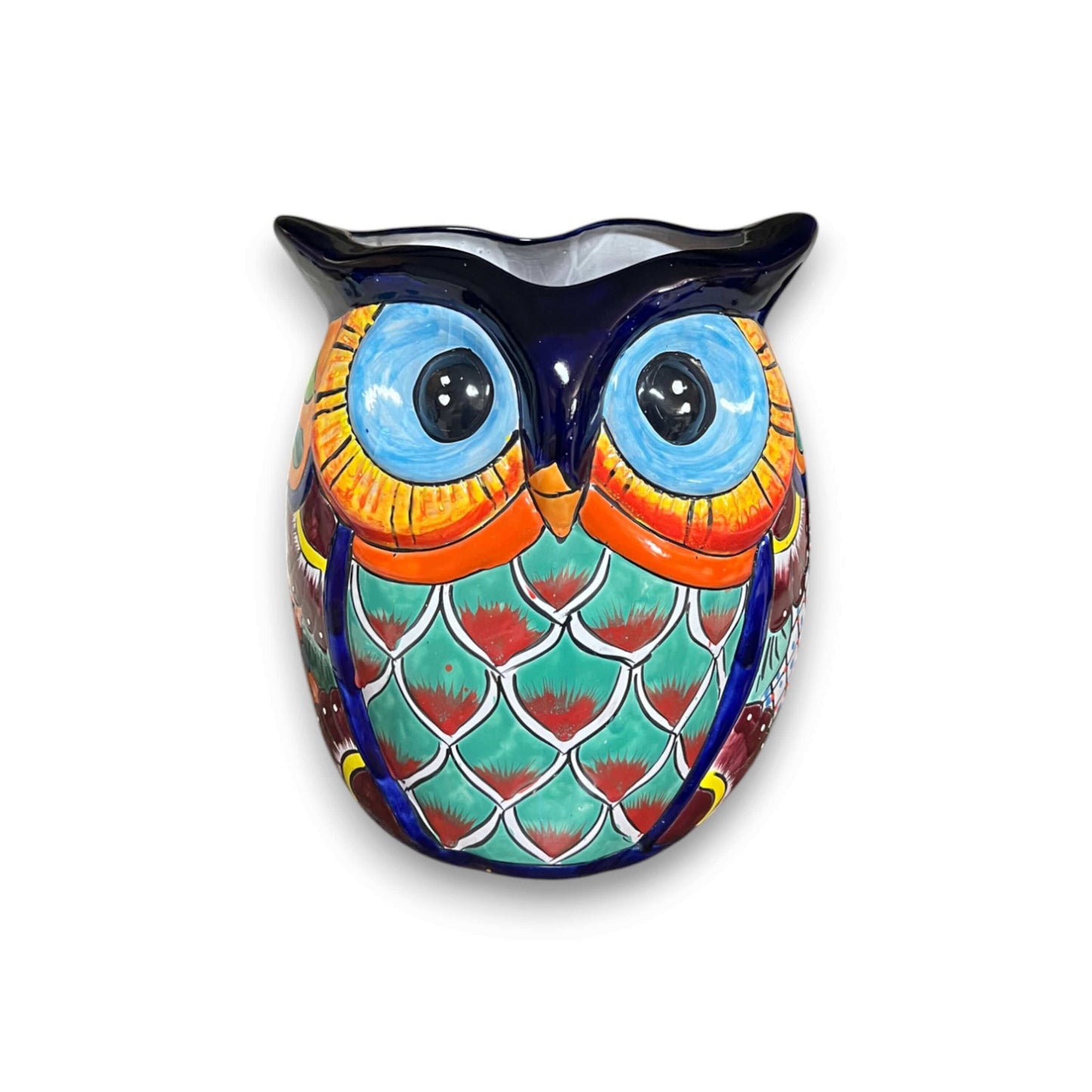 Extra Large Talavera Owl Planter | Hand-Painted Mexican Decor
