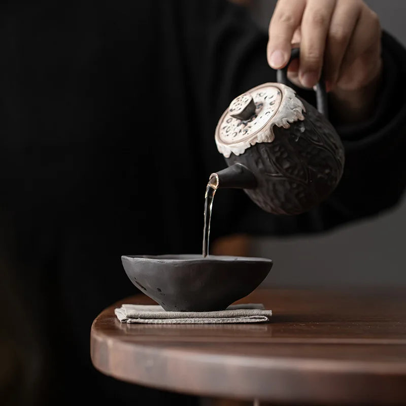 90 ml Wabi-Sabi Ceramic Lotus Tea Cup, Handmade