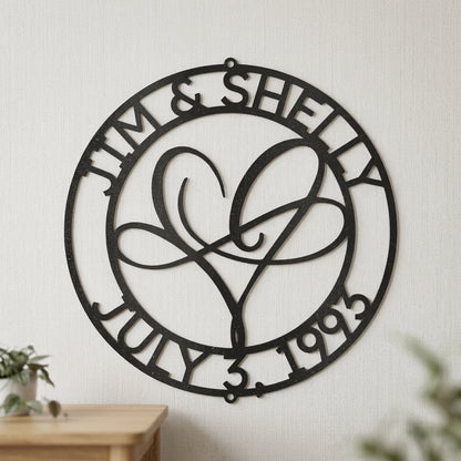 Custom Metal Wall Art - Personalized Wedding Infinity Name Sign