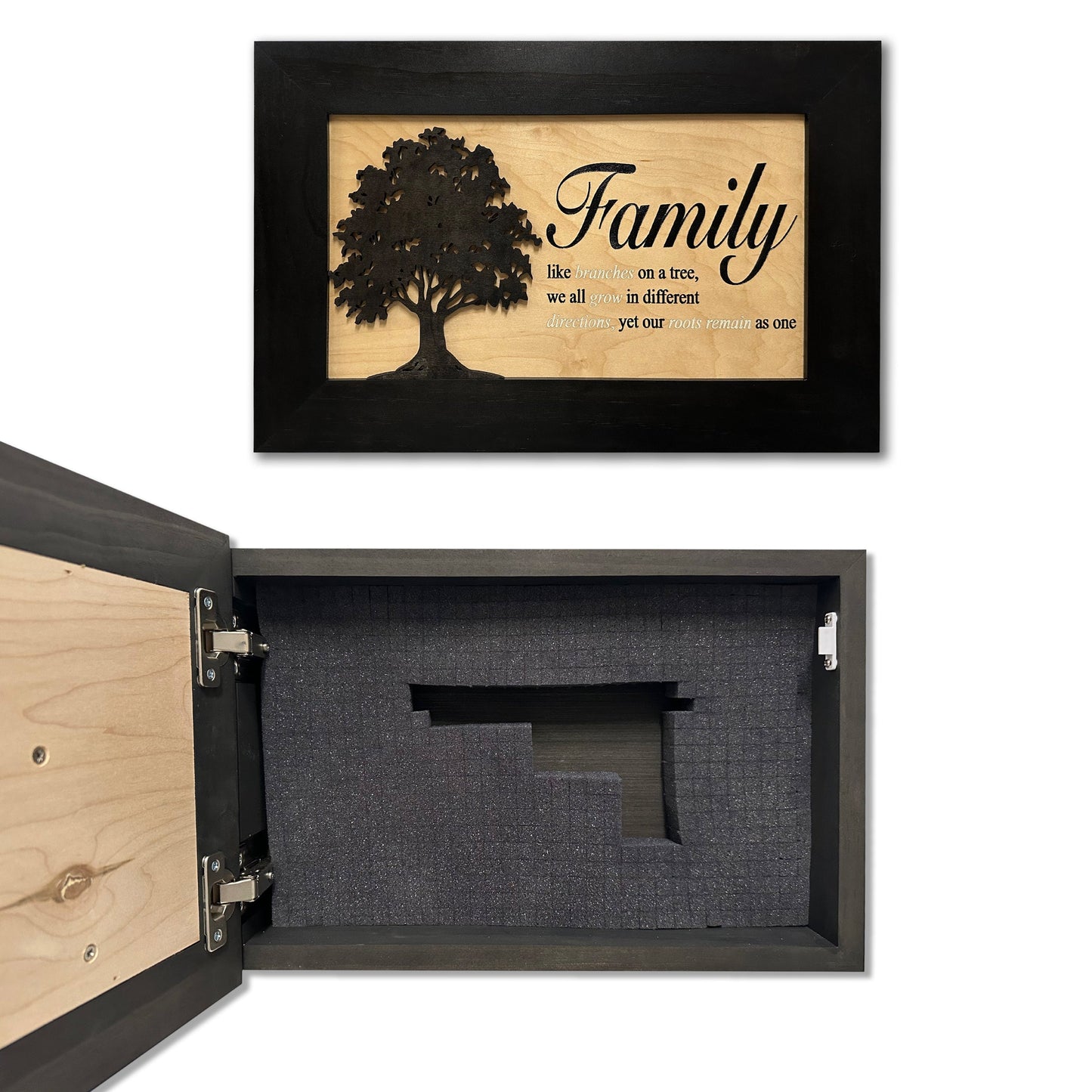 Family Tree Hidden Gun Safe - Handcrafted Gun Concealment Decor - Hidden Gun Shelf for Quick Access