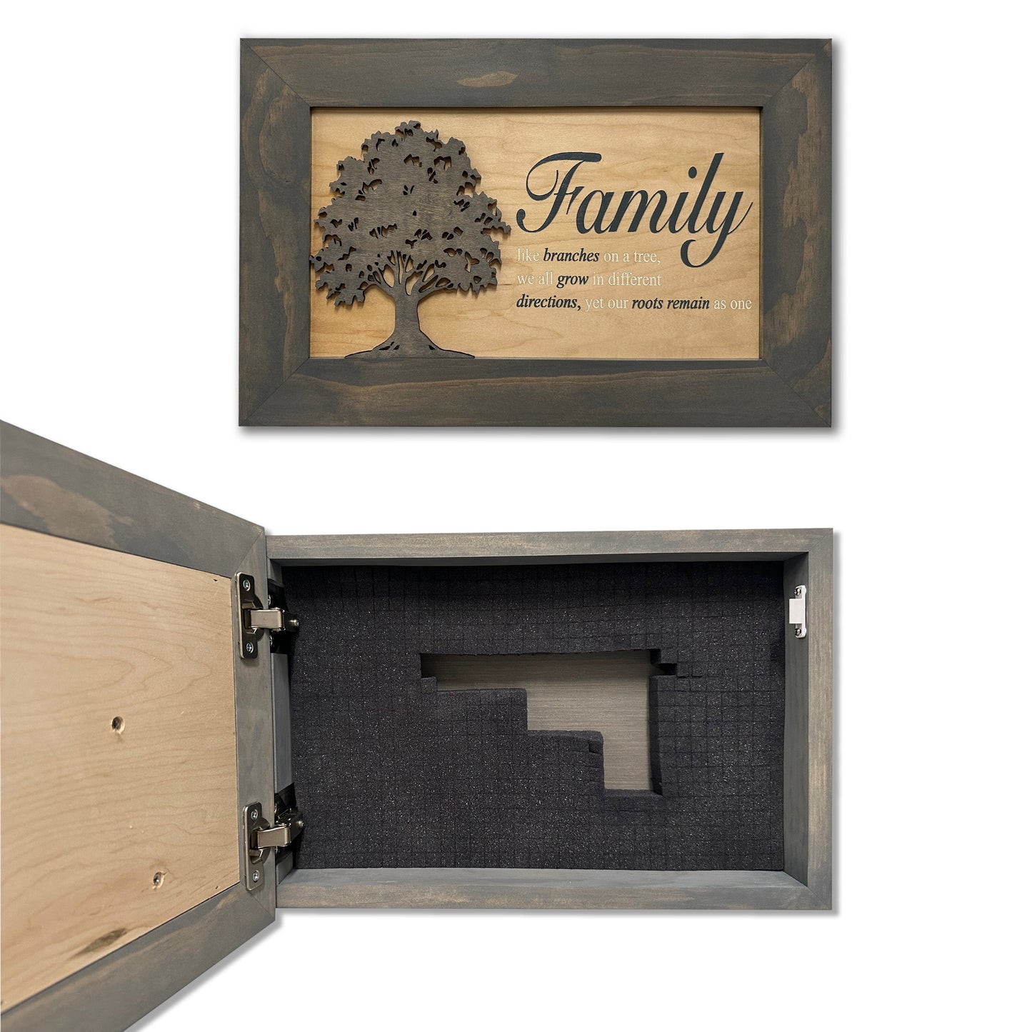 Family Tree Hidden Gun Safe - Handcrafted Gun Concealment Decor - Hidden Gun Shelf for Quick Access