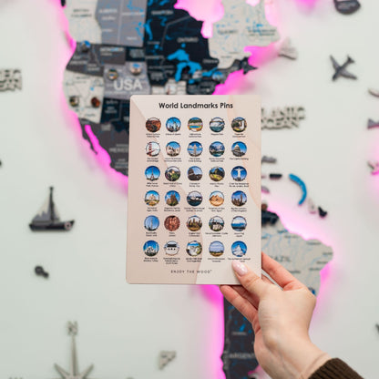 Wooden World Landmarks Pins
