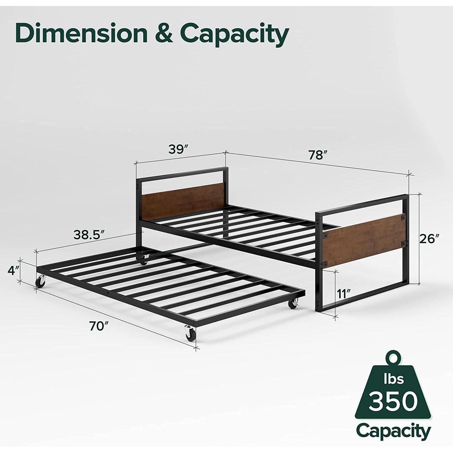 Twin Over Full Metal Bunk Beds With Trundle In Black