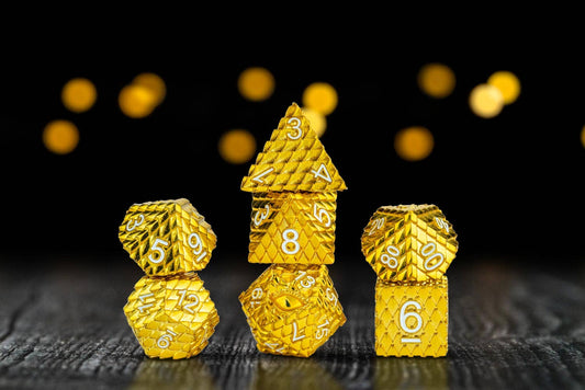 D&D Dragon Scale Metal Dice Set — Gold