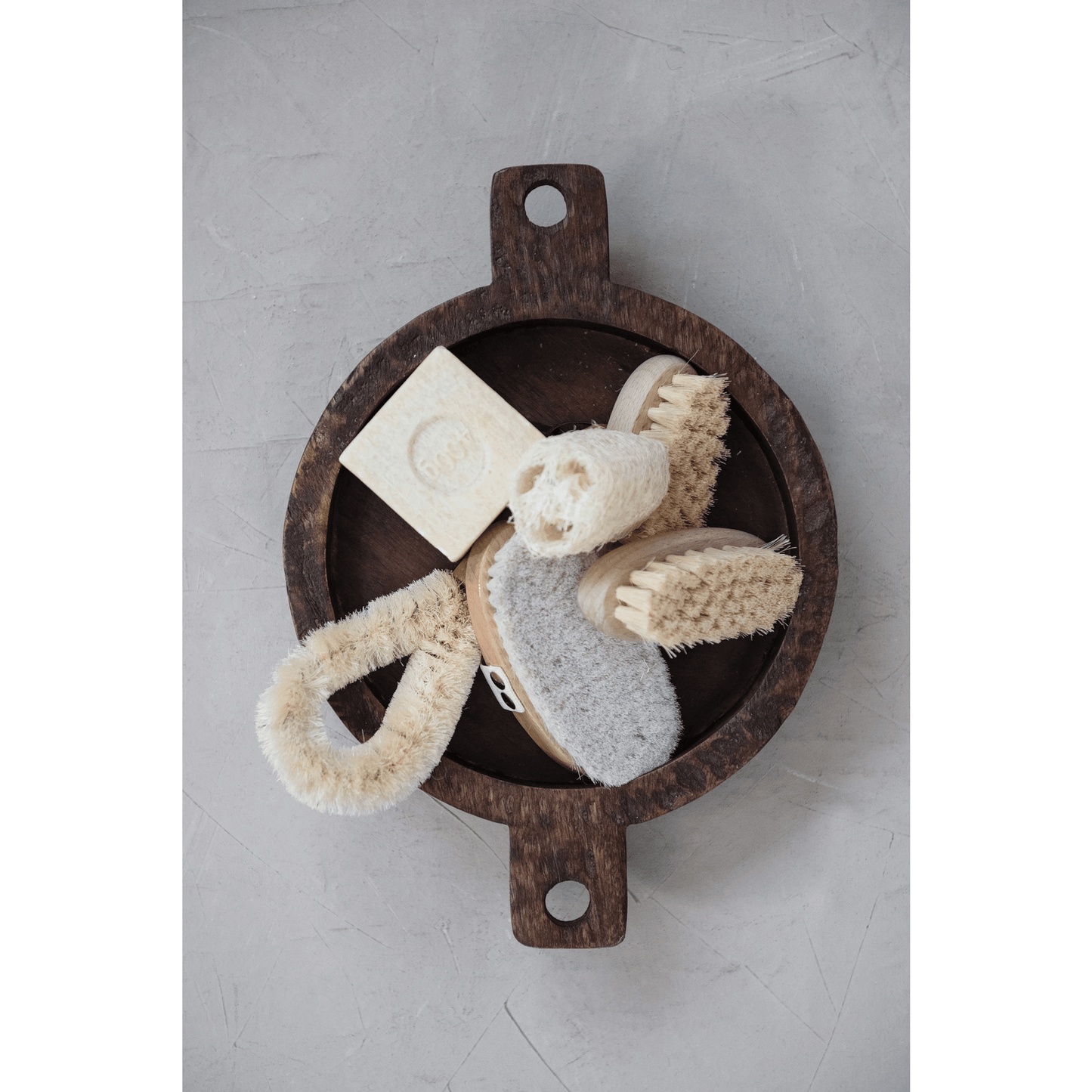 Loofah Brush with Cotton Rope Hanger, Natural