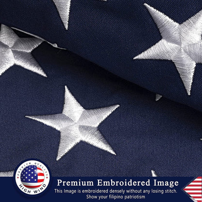 This 100% Cotton 3x5 ft American Flag, Heavy Duty Fabric, Longest Lasting, Embroidered Stars, Sewn Stripes, Brass Grommets, The Best Cotton US House Flags
