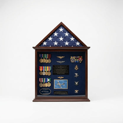 Flag Case, 4' x 6' Flag and Badge display cases - Walnut