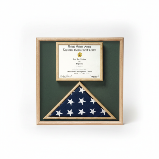 Flag and Certificate Display Case from Original Uniform Fabrics with 3' x 5' Flag