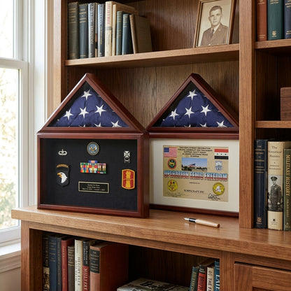 Flag plus certificate display case,Cherry case with 3'X5' flag