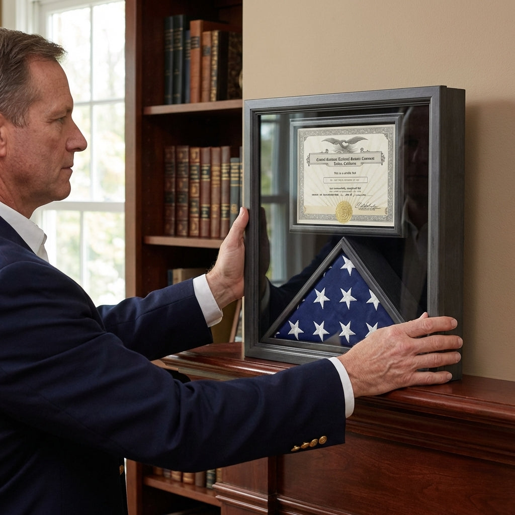 Flag and Certificate Case Black Frame, flag certificate holder