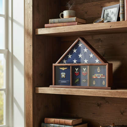 Flag and Memorabilia, Flag Shadow Box, Combination Flag Medal - 3'x5' flag