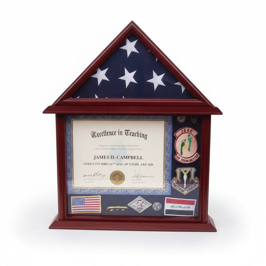 3'x5' Flag Display Case with Certificate and Document Holder Mango Finish