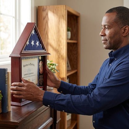 Flag Connection 3'x5' Flag Display Case with Certificate and Document Holder Mango Finish