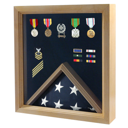 Flag Combination Medal Award Display Case - 4' x 6' Flag