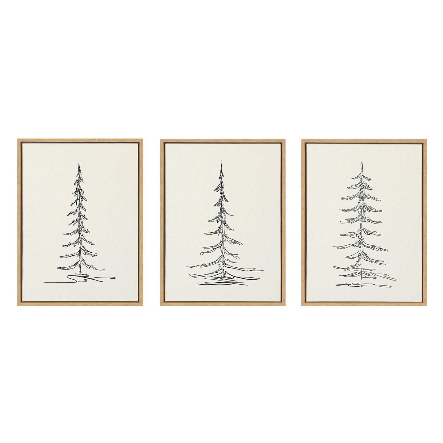 Sylvie Minimalist Evergreen Trees Framed Canvas Set by The Creative Bunch Studio