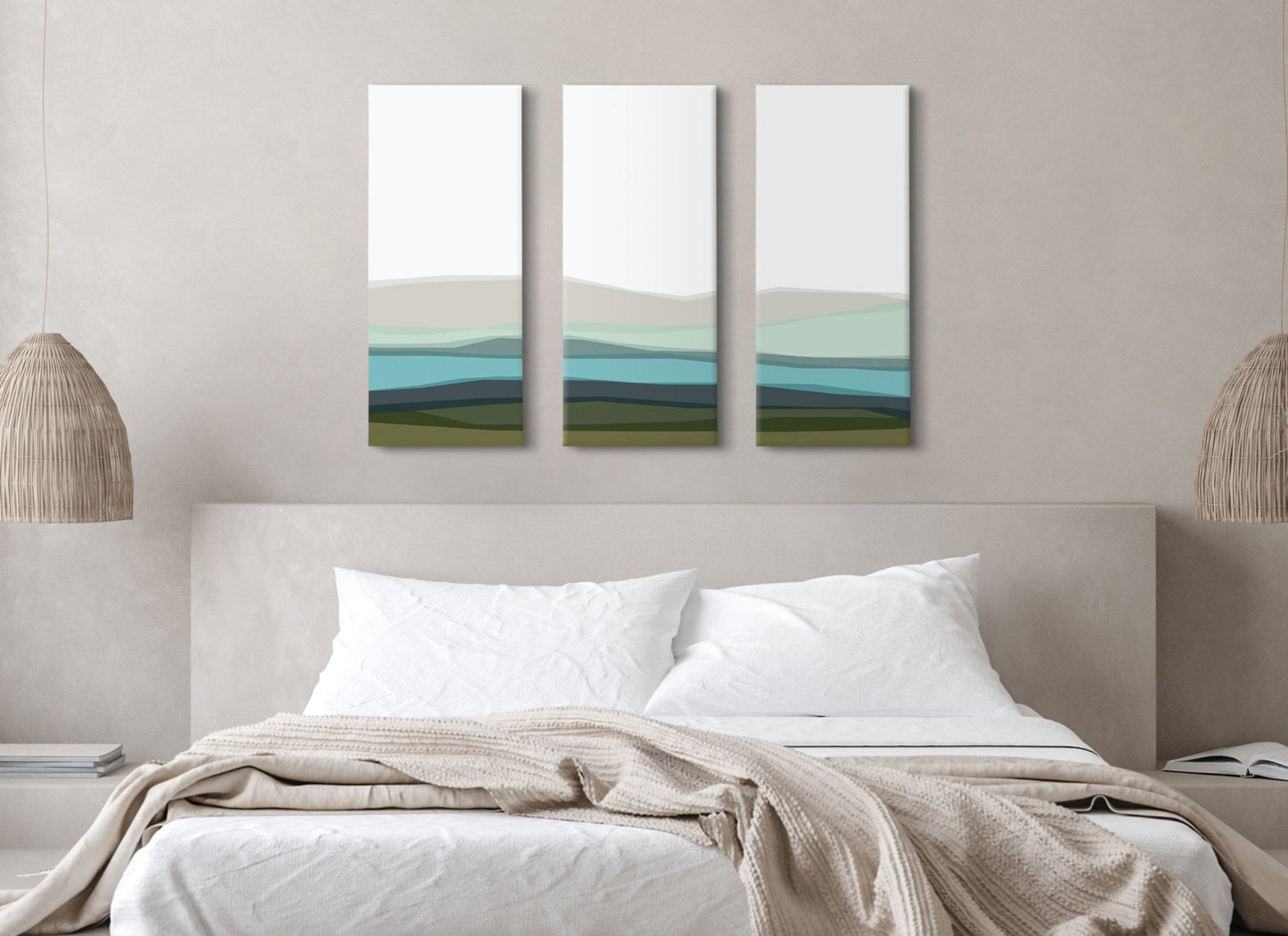 Abstract Blue Lake and Mountains Canvas Art Set by The Creative Bunch Studio