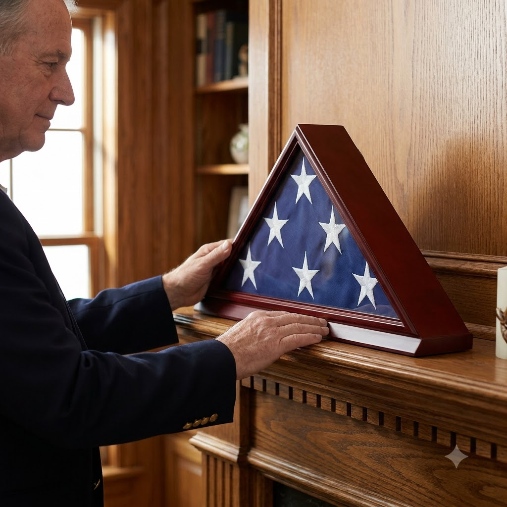 Solid Wood Elegant 5 x 9.5' Flag Display Case for Burial/Funeral/Veteran Flag