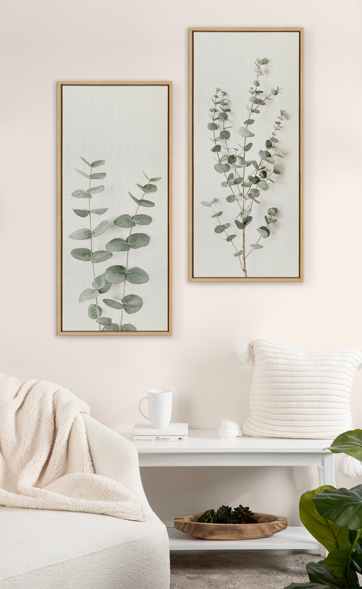 Sylvie Eucalyptus Botanical I Framed Canvas by The Creative Bunch Studio