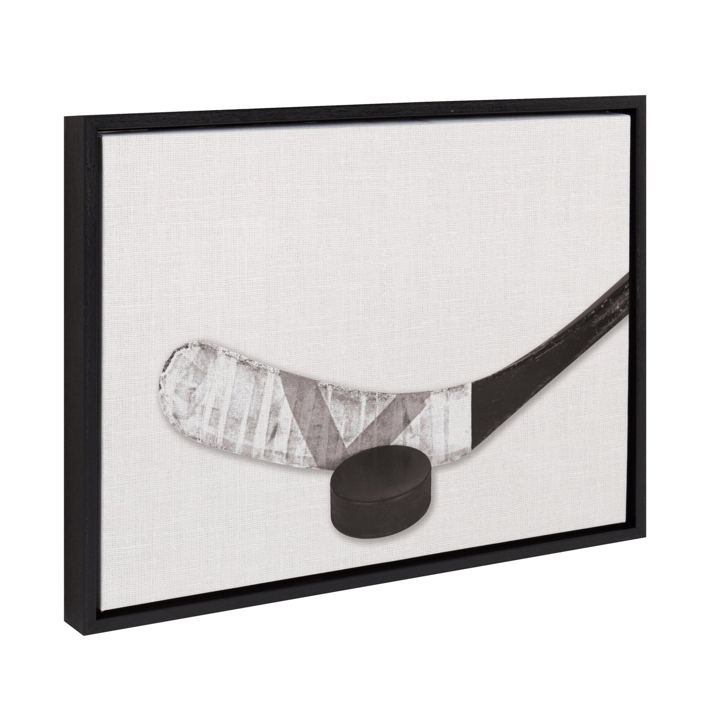 Sylvie Horizontal Hockey Stick And Puck Portrait Framed Canvas, Black 18x24