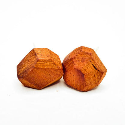 Geometric Wood Stud Earrings | Sterling Silver Posts