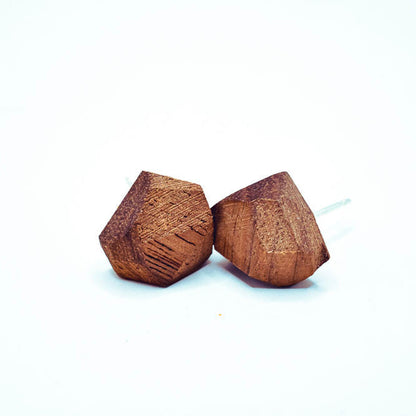 Geometric Wood Stud Earrings | Sterling Silver Posts