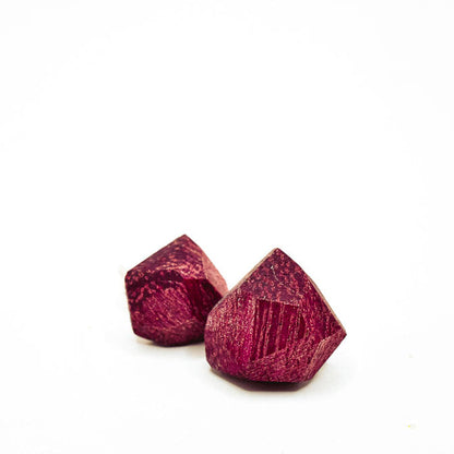 Geometric Wood Stud Earrings | Sterling Silver Posts
