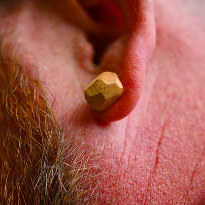 Geometric Wood Stud Earrings | Sterling Silver Posts