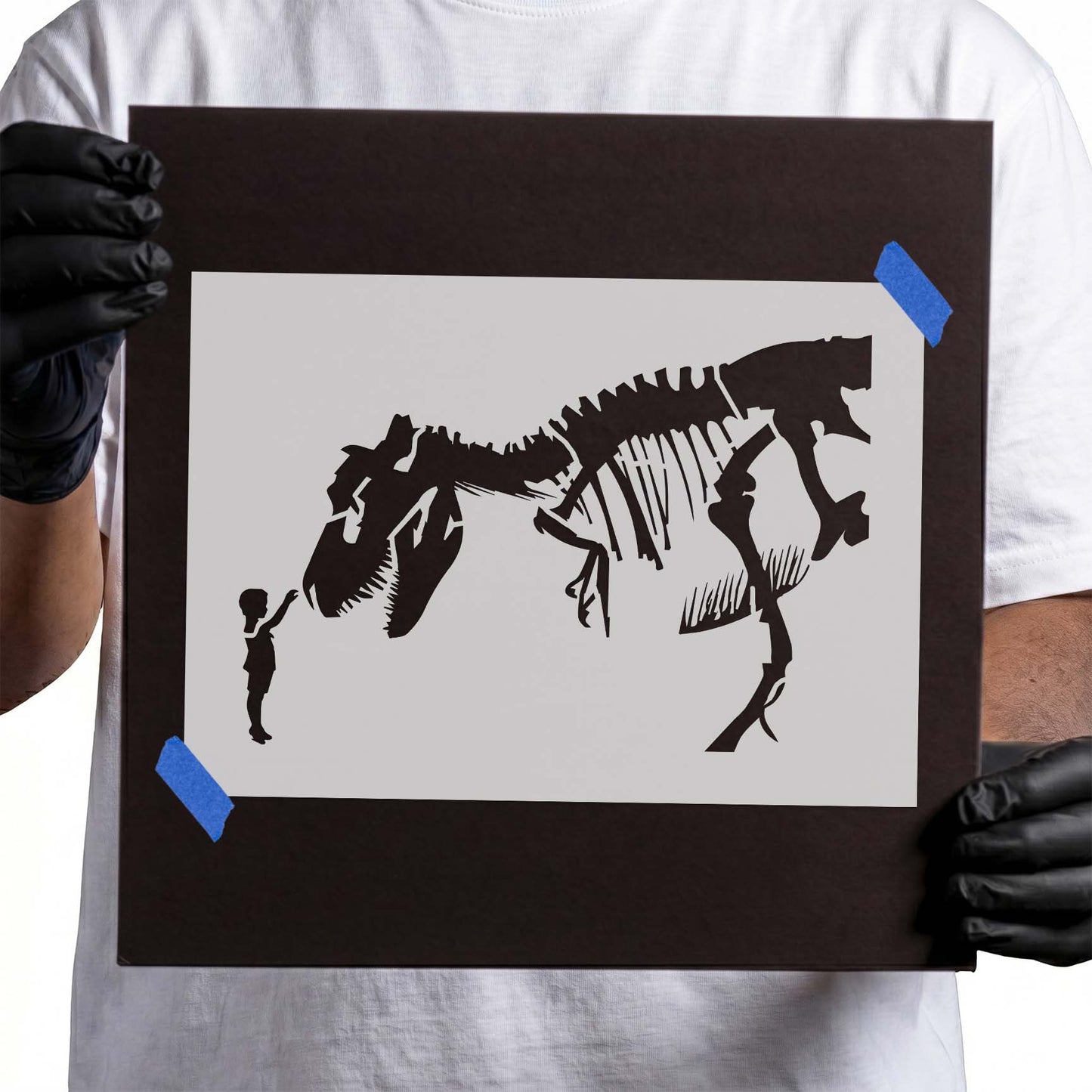 Girl and T-Rex  Stencil