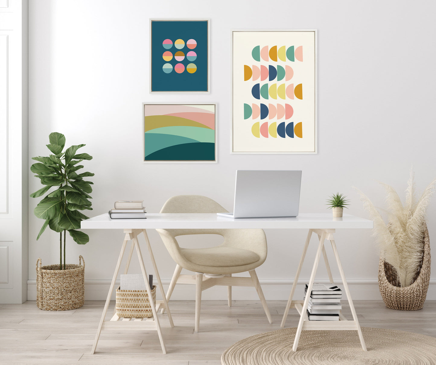 Sylvie Abstract Shapes Framed Canvas Set by Apricot and Birch