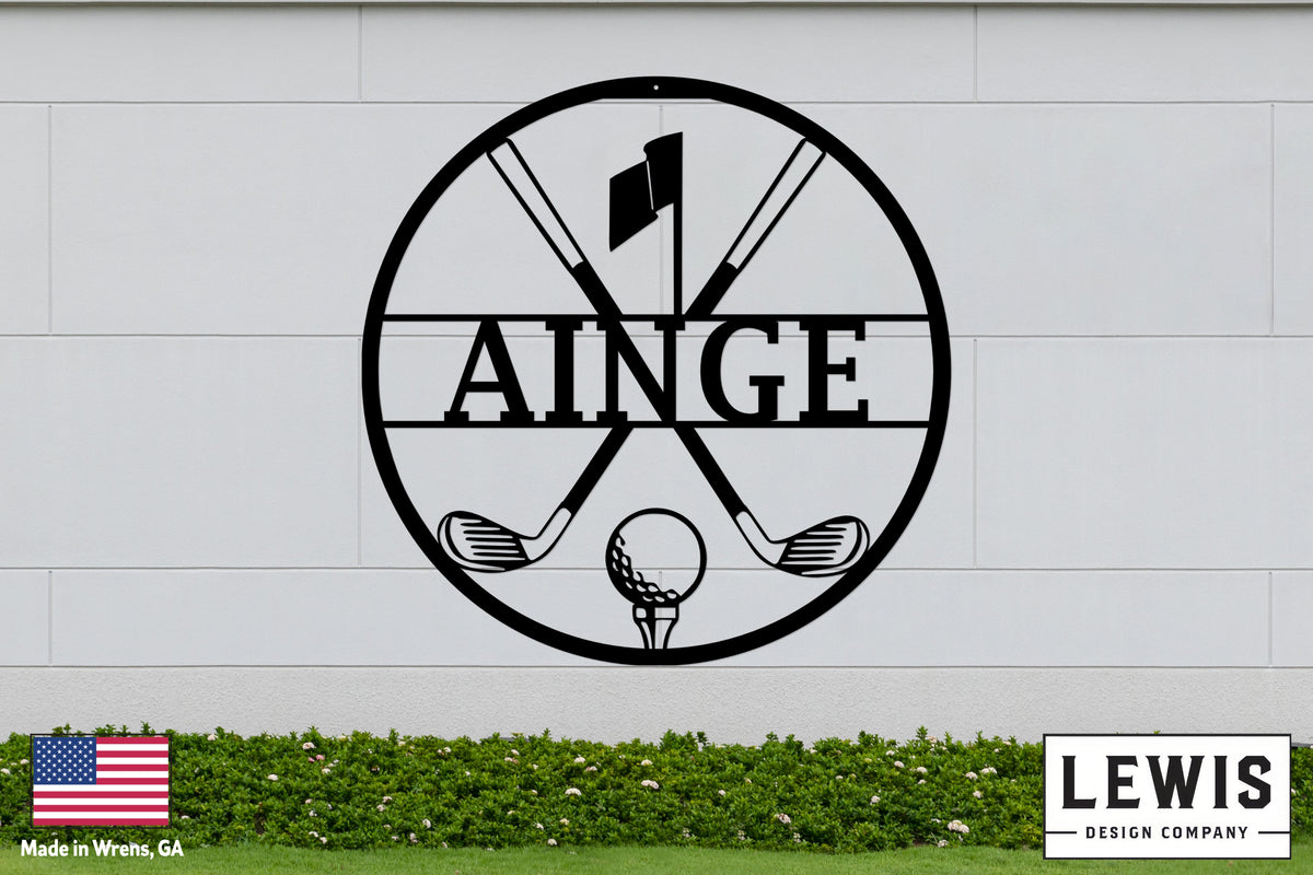 Personalized Golf Metal Sign | Custom Golf Monogram Wall Art