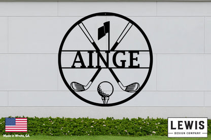 Personalized Golf Metal Sign | Custom Golf Monogram Wall Art