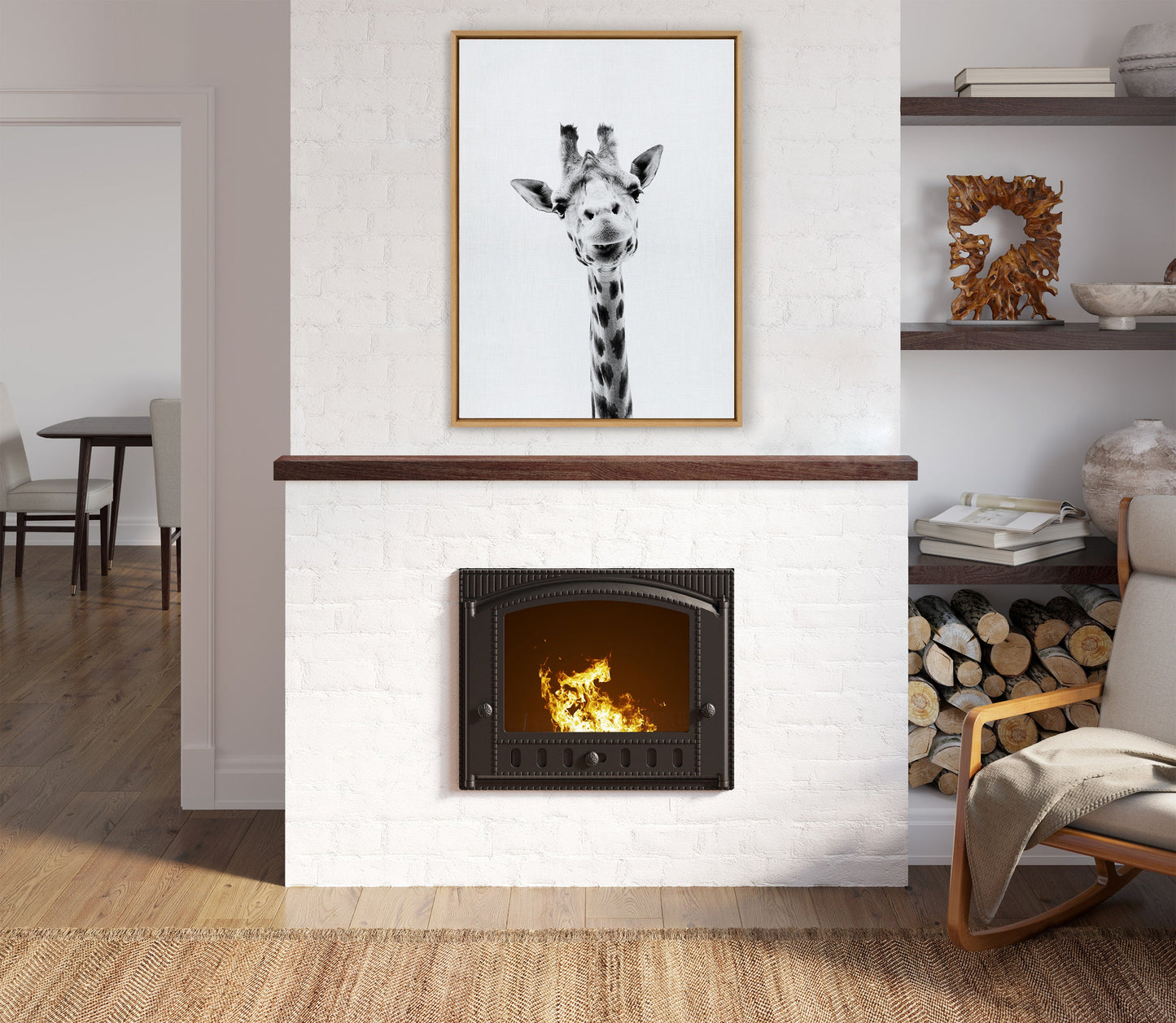 Sylvie Giraffe Framed Canvas by Simon Te of Tai Prints