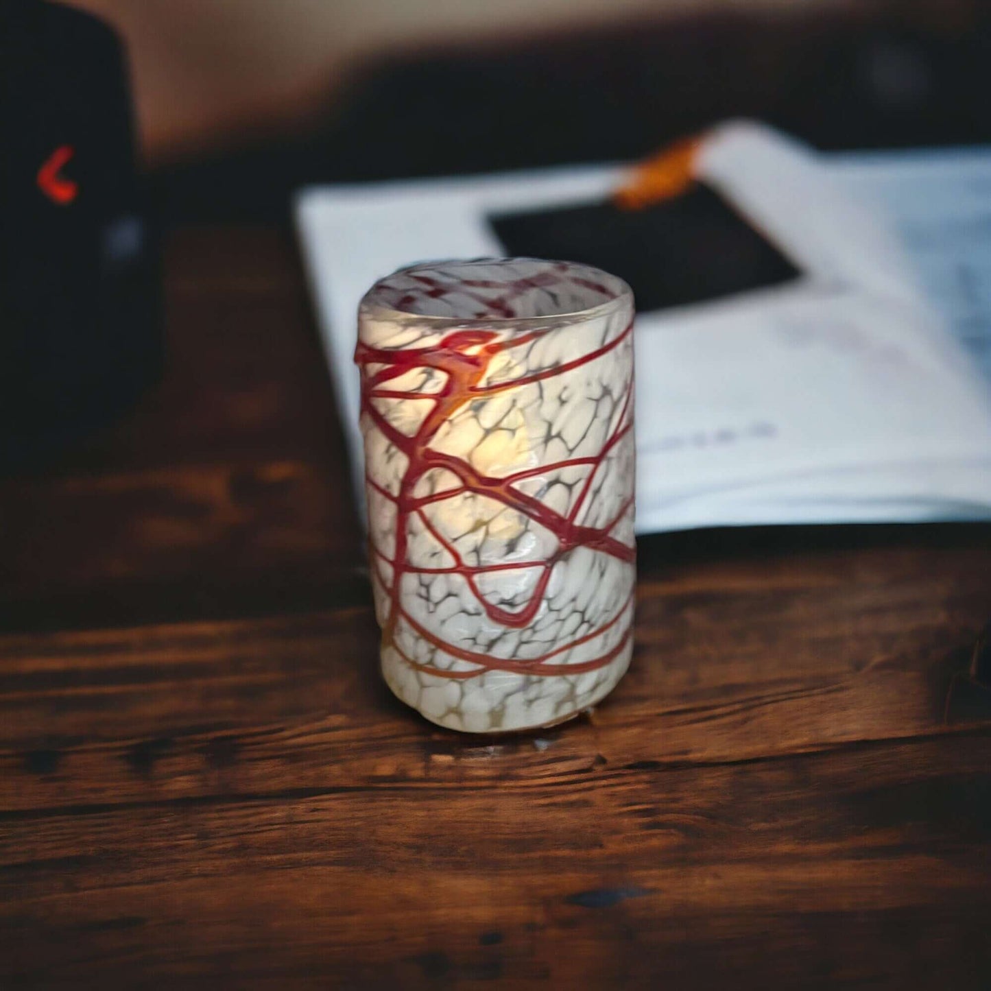 Mexican Hand-Blown Drinking Glasses | Elegant White and Red