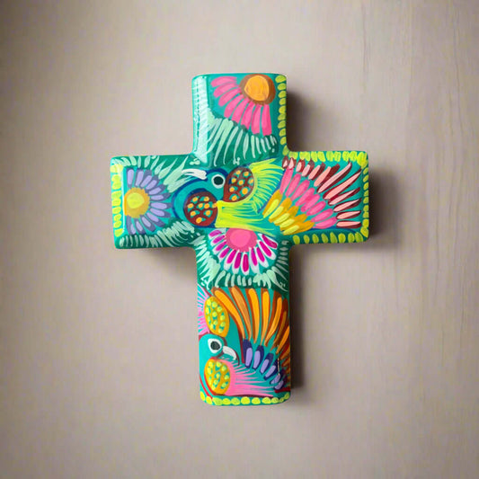 Guerrero Hand-Painted Cross Wall Art | Colorful Mexican Decor