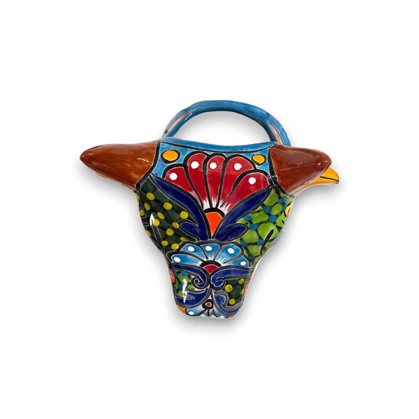 Talavera Bull Planter | Hand-Painted Mexican Bull Wall Art
