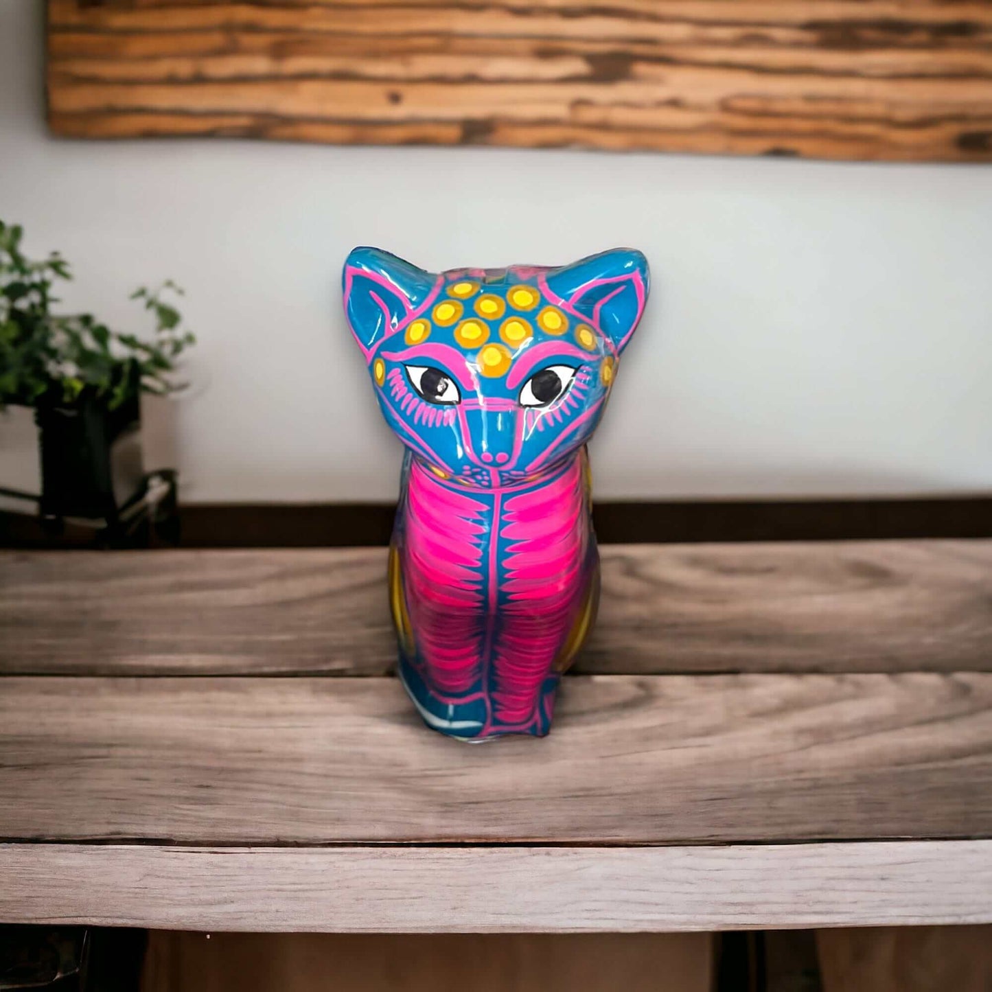 Talavera Cat Piggy Bank | Hand-Painted Mexican Ceramic Coin Holder
