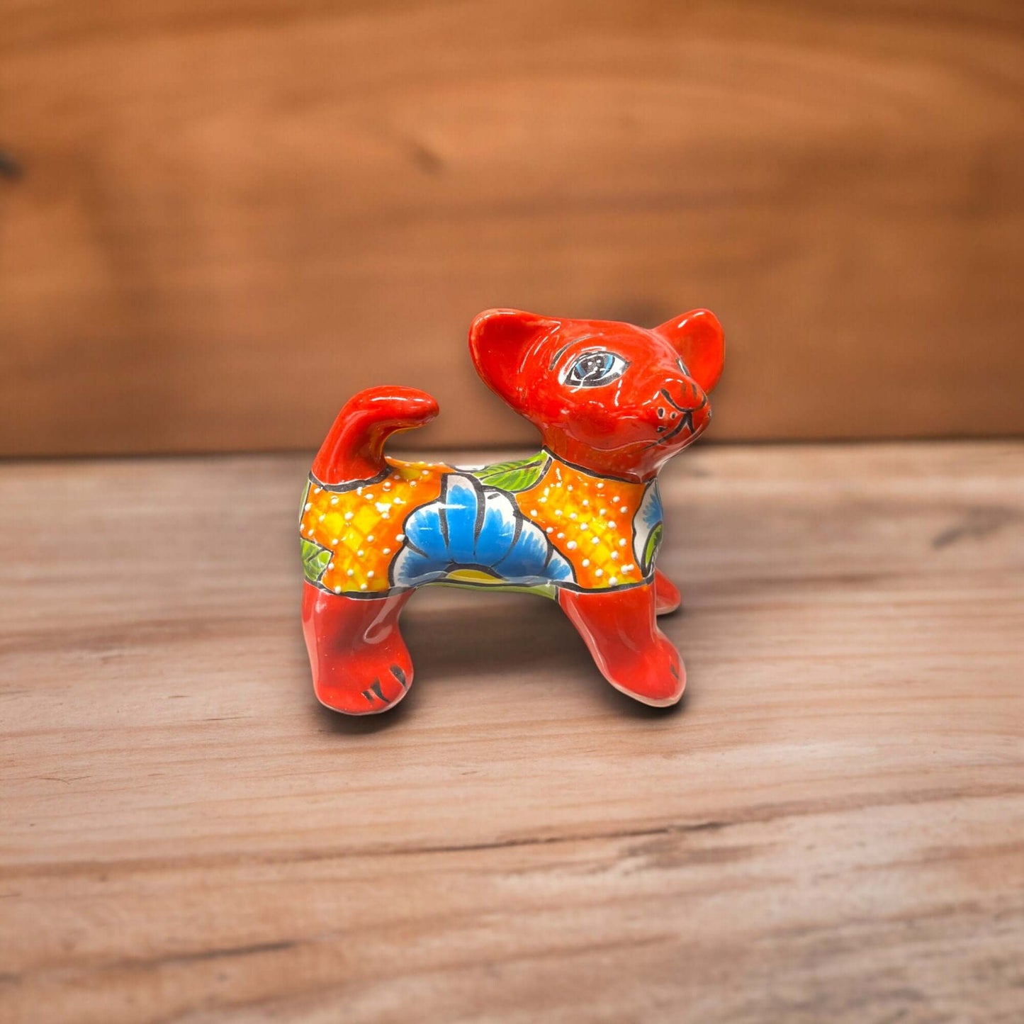 Hand-Painted Talavera Chihuahua Statue | Mexican Ceramic Animal Decor