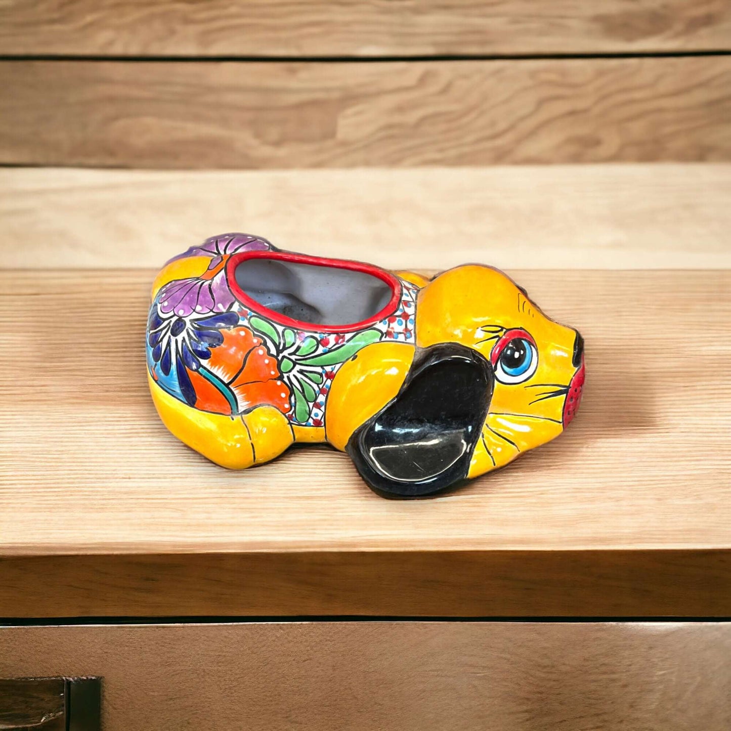 Talavera Dog Planter | Hand-Painted Mexican Pottery Decor