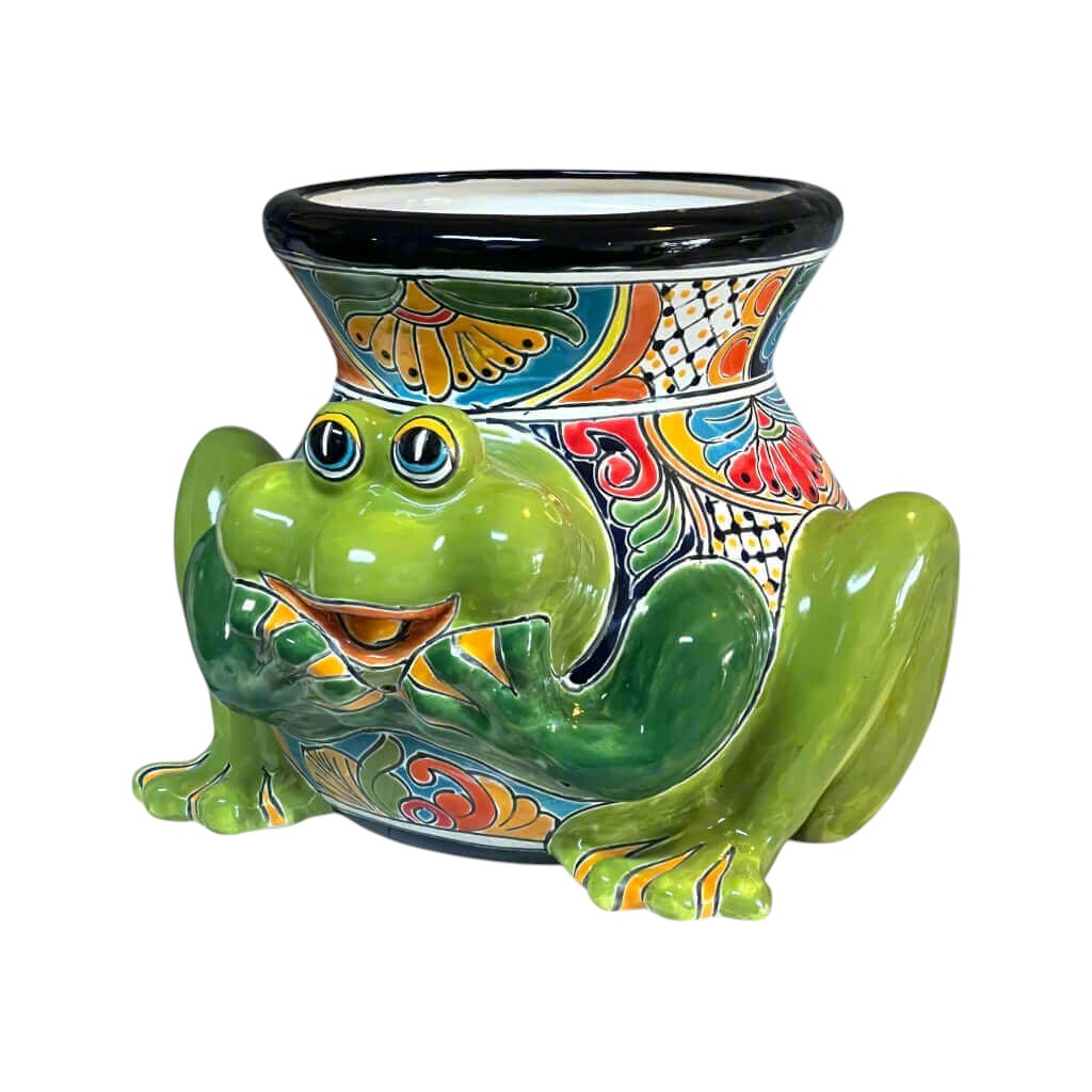 Talavera Frog Planter | Colorful Hand-Painted Mexican Ceramic Pot
